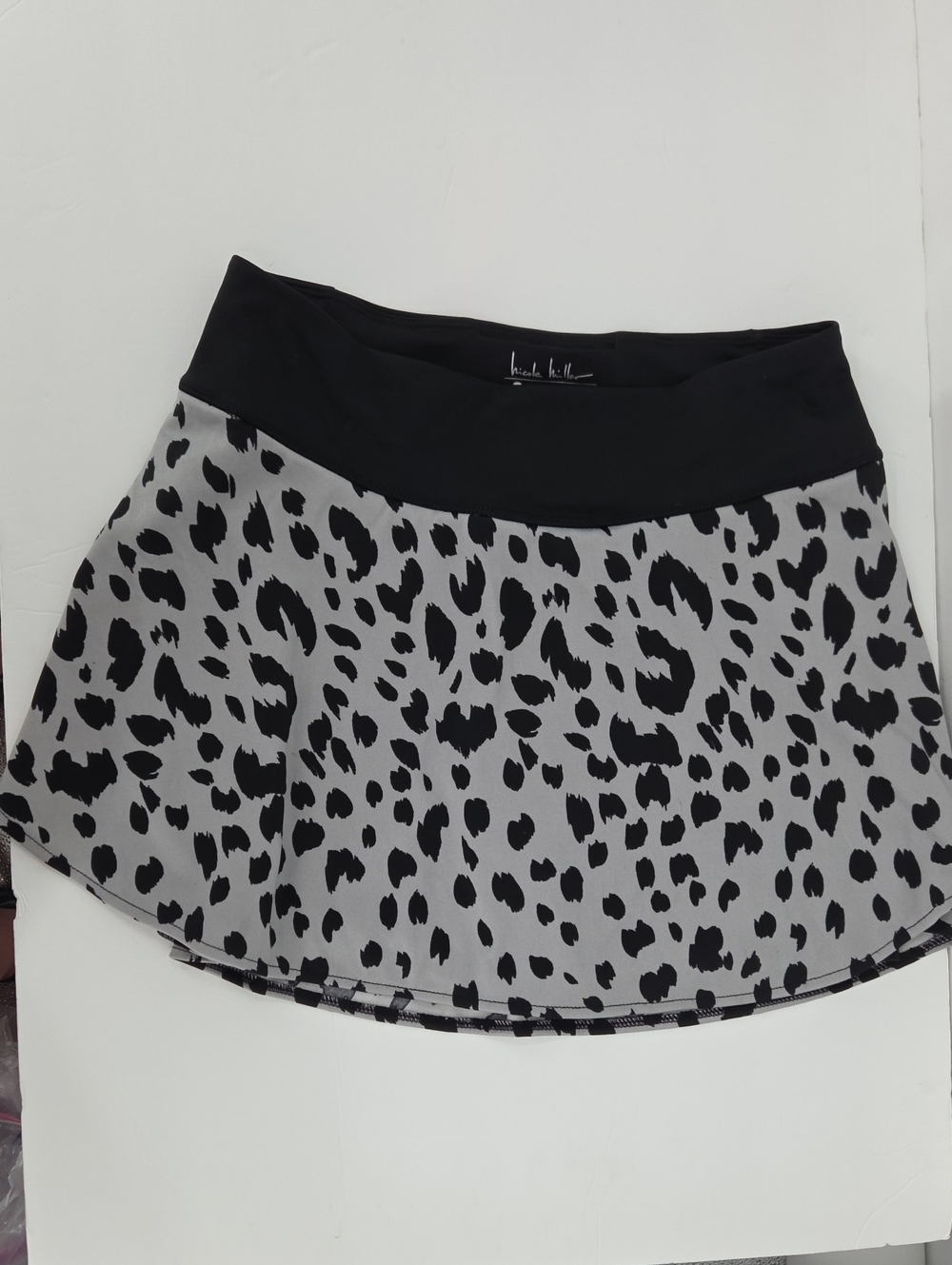 Nicole Miller Black Leopard Print Skort with Black Waistband